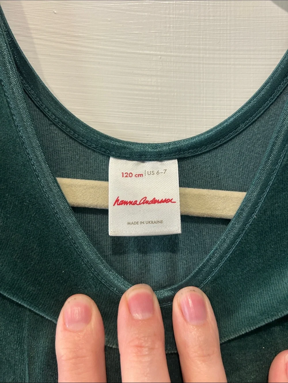 Girls Emerald Green Velvet Long-Sleeve Dress